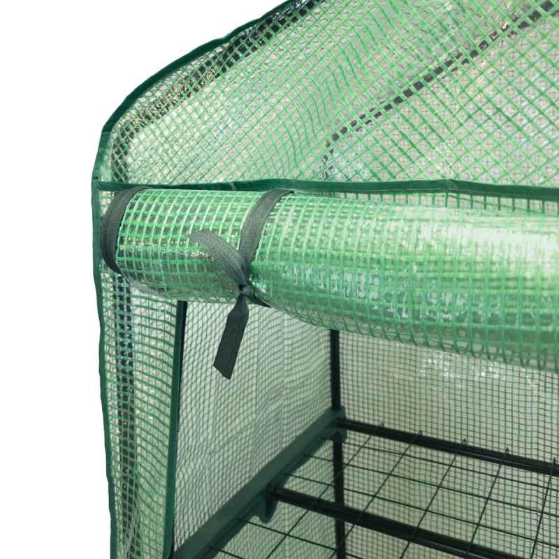 4 Tier Mini Greenhouse PE Green Waterproof Cover Plastic Small Shelves Grow House Plants Garden Outdoors Steel Frame | Free Trowel