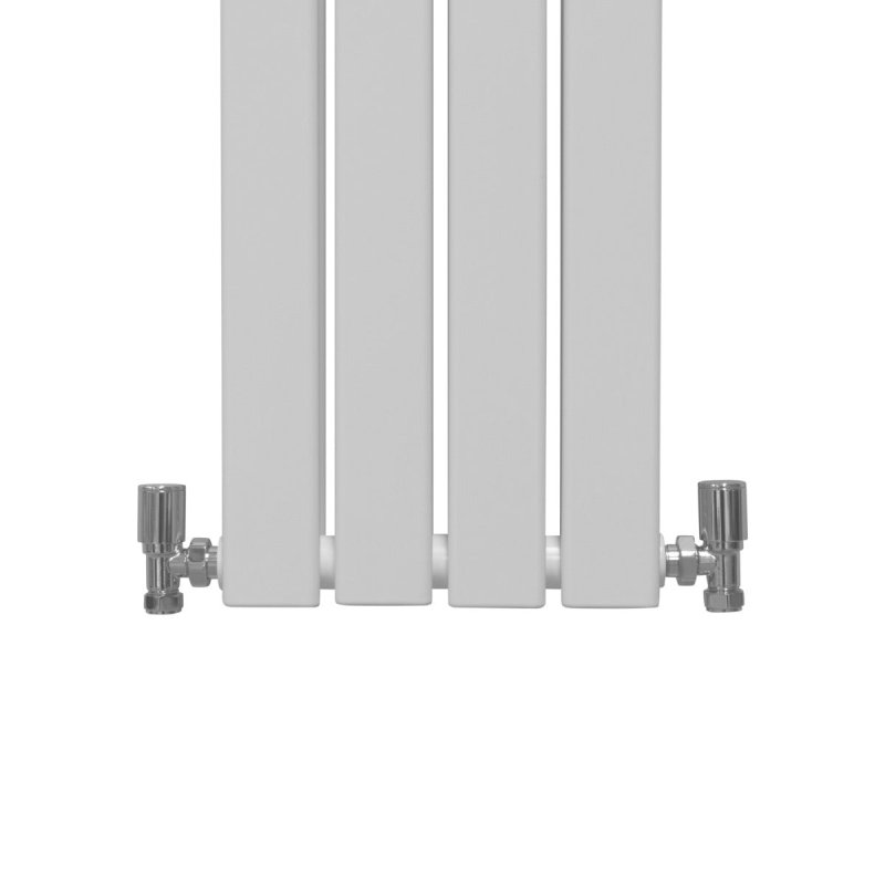 Designer Radiators 180 x 28cm Flat Panel Modern Central Heating Gloss White Vertical Column Double Panel Wall Mounted Slimline Kitchen Living Room Bathroom Commercial Cleaning Brush & Fixing Kit