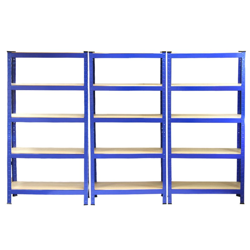 Racking Storage Shelving 75cm Heavy Duty Garage 5 Tier Black & Blue Steel Shelf Unit 75cm x 30cm x 150cm (3, Blue)