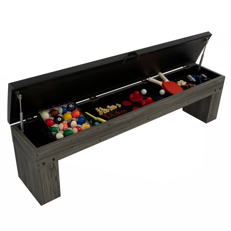 7-In-1 Games Table & Storage Benches x 2 - Grey