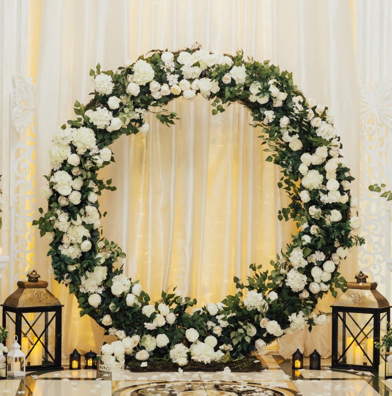 Wedding Moongate Arch Silver 2m/ 200cm Arbour Round Outdoor Decor Background Flower Balloon Circle Hoop Frame Backdrop Party Decoration Floral Prop Floor Standing Baby Shower Birthday Christening