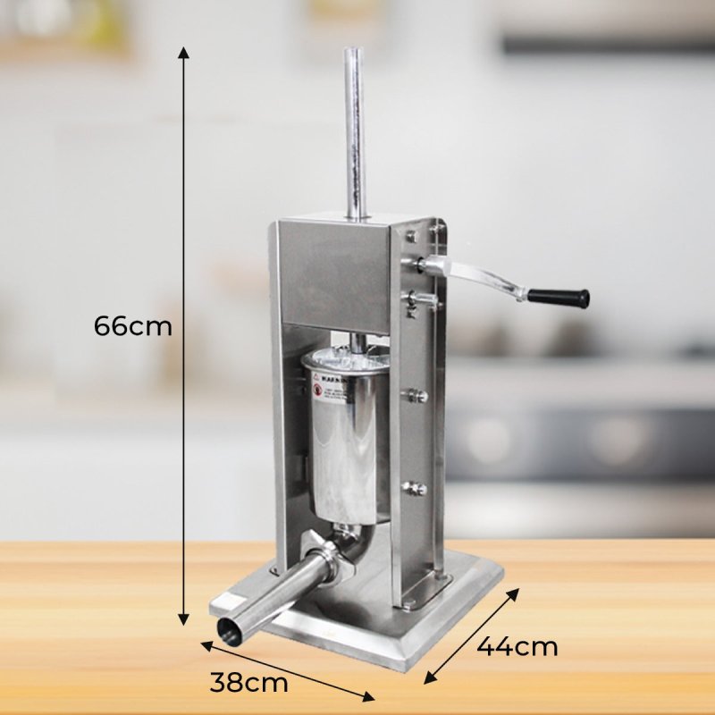Sausage Stuffer And Clipper Set Vertical Machine - 5L Meat Stuffing Maker Kit With 5 Size Professional Filling Nozzles Steel Clipping Sealing Butchers Commercial FREE 2000 U-Shape Clips