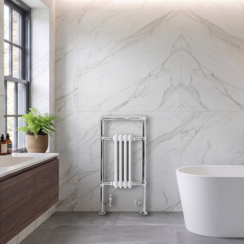 Traditional Heated Towel Rail Radiator - 950mm x 480mm - White
