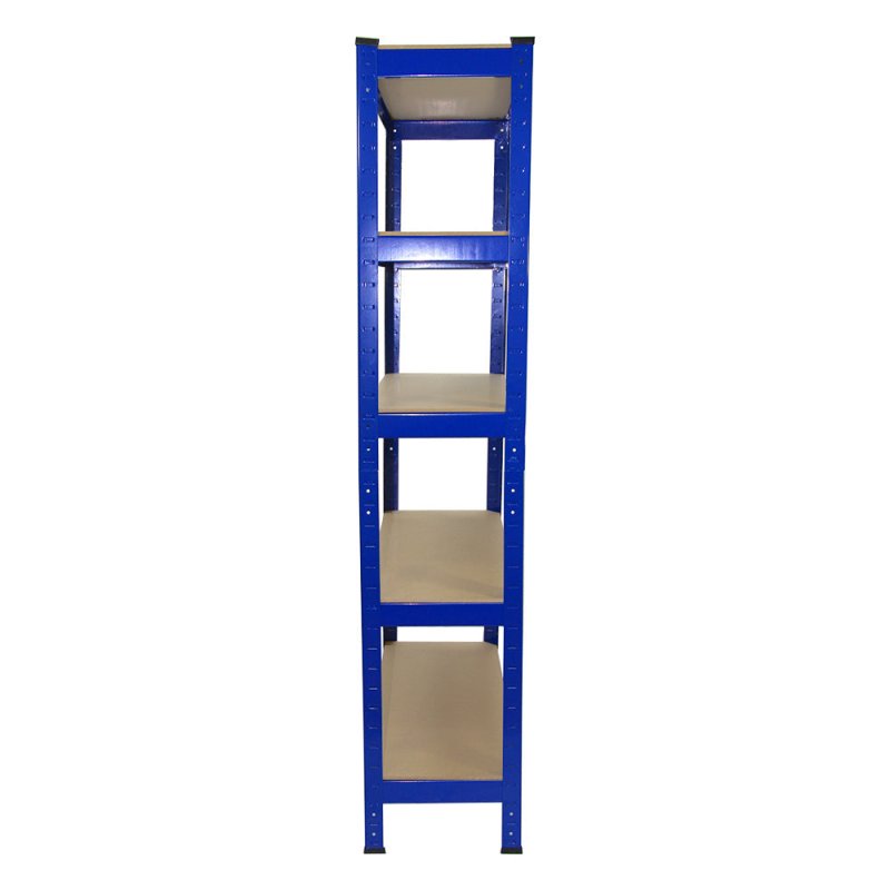 New T-Rax Garage Shelving Unit - 5 Tier Heavy Duty Rack for Storage Steel Utility Shelves | Metal & MDF Boltless Racking Assembly System | 150cm x 75cm x 30cm | 875KG Capacity | 175KG Per Shelf, Blue