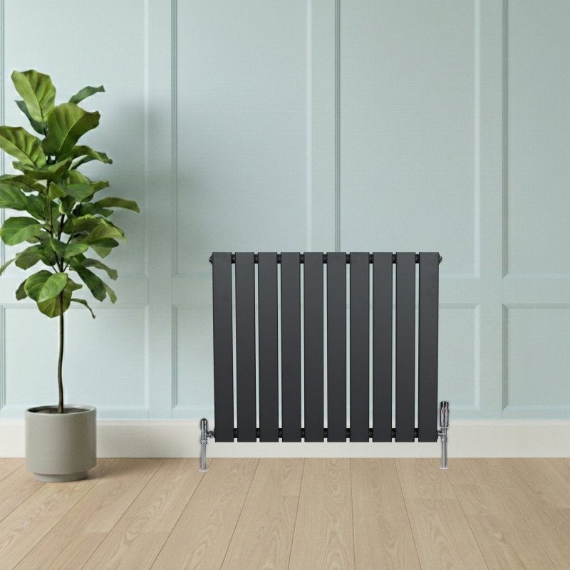 Flat Single Column Radiator - 600 x 700mm - Anthracite Grey