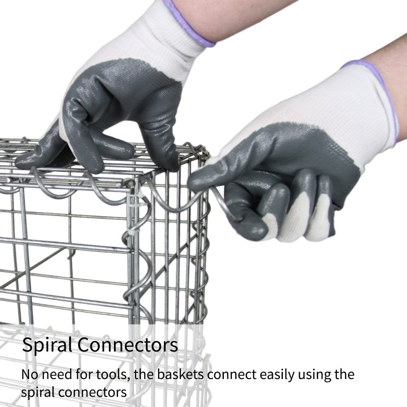 Gabion Baskets Galvanised Steel Cages Mesh Wire Stone Basket Outdoor Spiral Retaining Wall Planter Garden / 100 x 30 x 30cm / 3 Pack