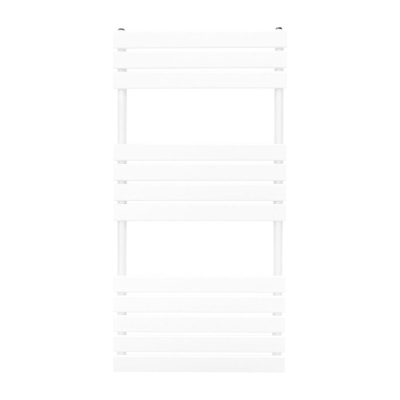 Vertical Towel Radiator Designer Flat Panel 1200mm x 600mm Bathroom Heated Rail Gloss White Central Heating Ladder Heater Wall Mounted Carbon Steel FREE Cleaning Brush Fixing Kit & Brackets
