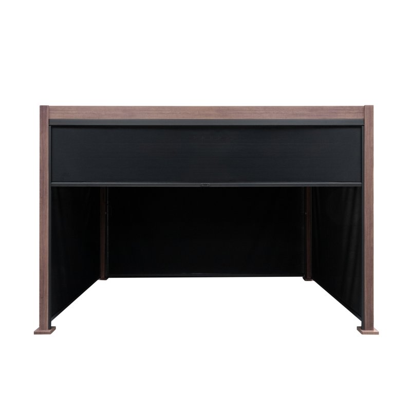 Wood Effect Aluminium Pergola With Blinds - 3m x 3m