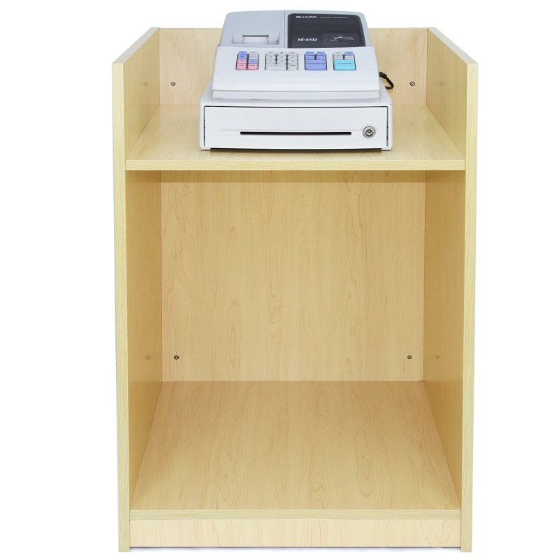 MonsterShop TB60 Reception Cash Till Desk, Maple, 60cm x 90cm x 60cm, Melamine MDF