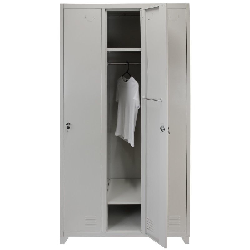 MonsterShop 3 Door Steel Storage Lockers, Grey Metal Lockable Unit, School Staff Gym Changing