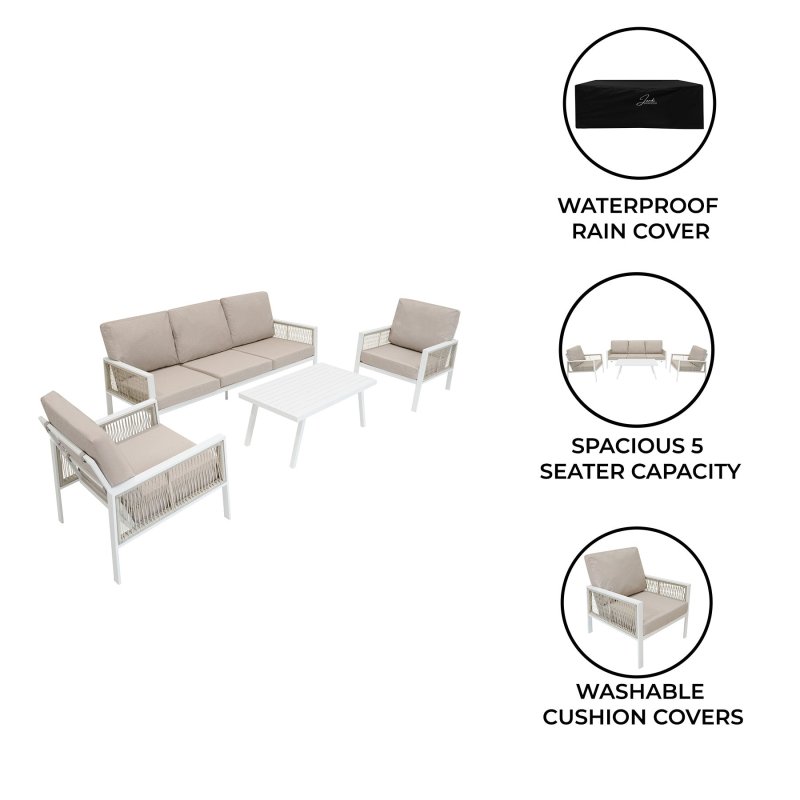 Aluminium 4 Piece Sofa Set - White