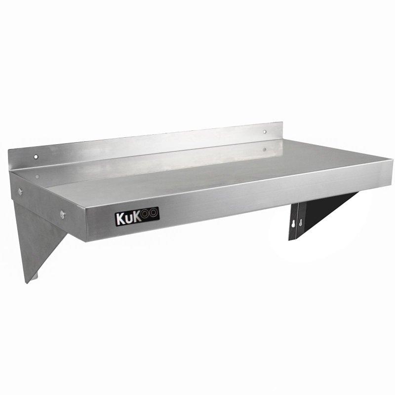 KuKoo Commercial Catering Corrosion Resistant x 2 Stainless Steel Kitchen Wall Shelf & Free Microfiber Cloths 900mm x 300mm