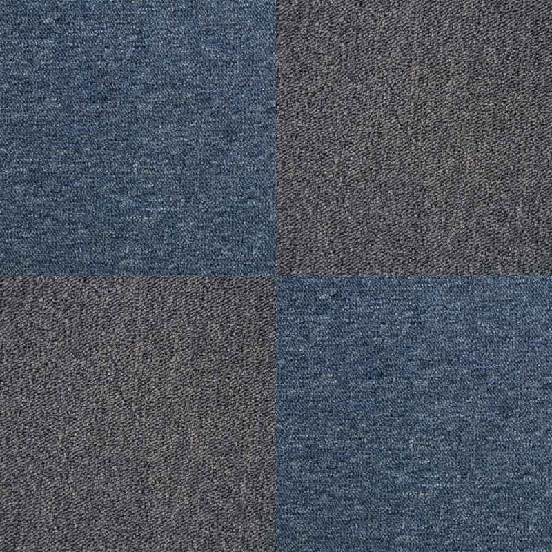 Carpet Tiles 40 x Charcoal Black & Storm Blue 10 Metres Squared Heavy-Duty Commercial Hard-Wearing Domestic Flooring Premium Office Home 50cm x 50cm MonsterShop