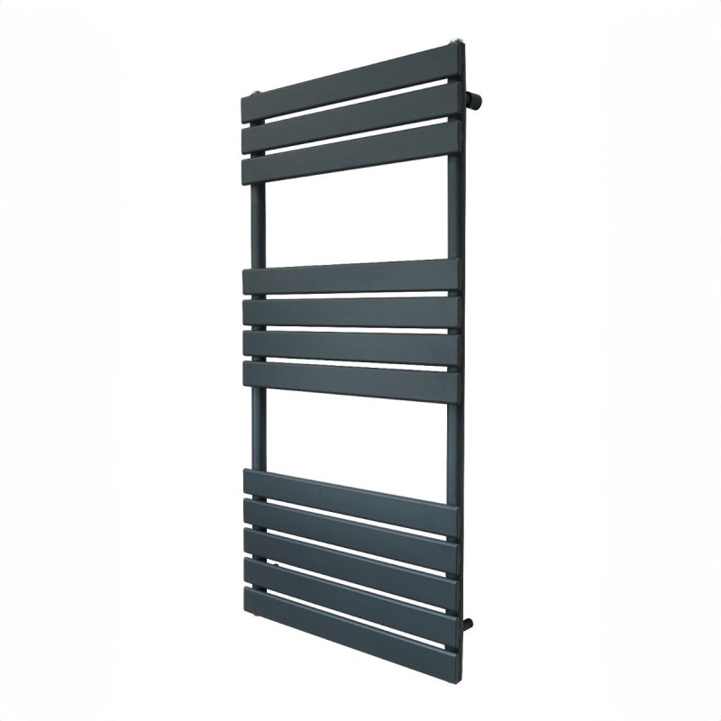 Vertical Towel Radiator Designer Flat Panel 1200mm x 600mm Bathroom Heated Rail Matt Anthracite Grey Central Heating Ladder Heater Wall Mounted Carbon Steel FREE Cleaning Brush Fixing Kit & Brackets