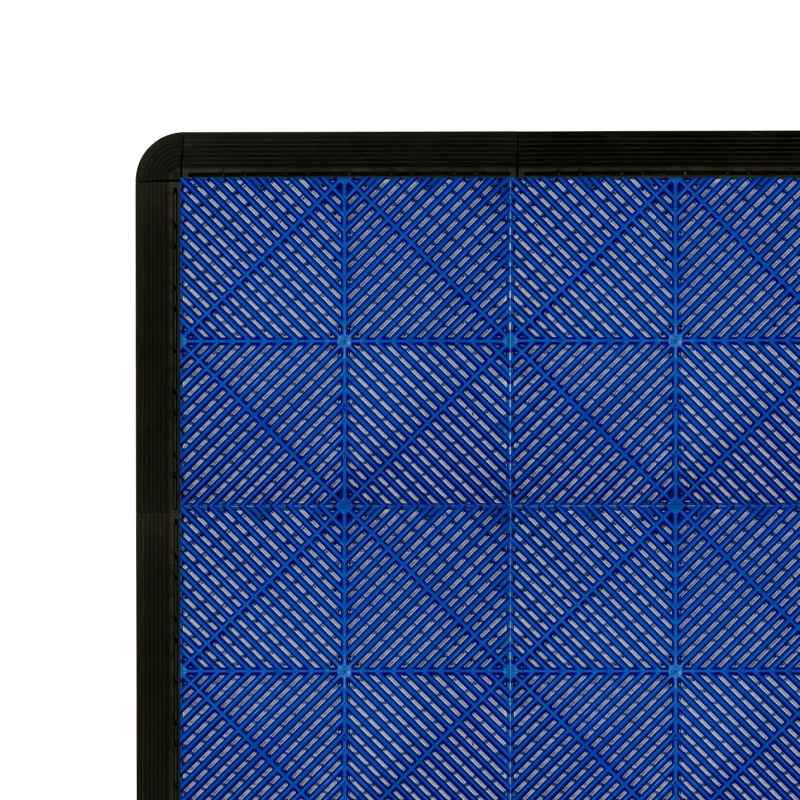 Vented Modular Interlocking Flooring Tiles & Edges 120 x Blue Single Garage Heavy Duty Floor Mat Showroom Workshop Outdoor Polypropylene Anti Slip Weather Resistant Drainage Channels 3.2m x 6m 19.2m2