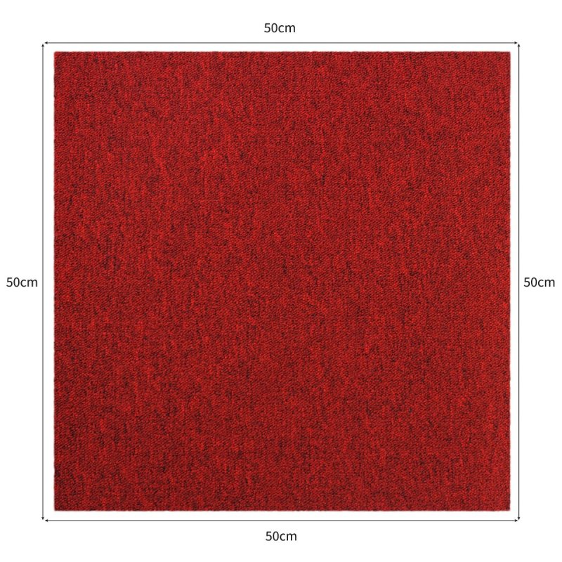 Carpet Tiles 40 x Charcoal Black & Scarlet Red 10 Metres Squared Commercial Hard Wearing Heavy Duty Domestic Dark Grey Premium Office Home Flooring 50cm x 50cm