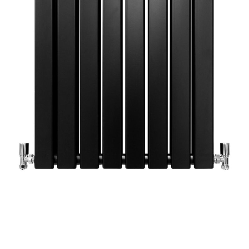 Designer Radiators 160 x 56cm Flat Panel Modern Central Heating Matt Black Vertical Column Double Panel Wall Mounted Slimline Kitchen Living Room Bathroom Commercial Cleaning Brush & Fixing Kit