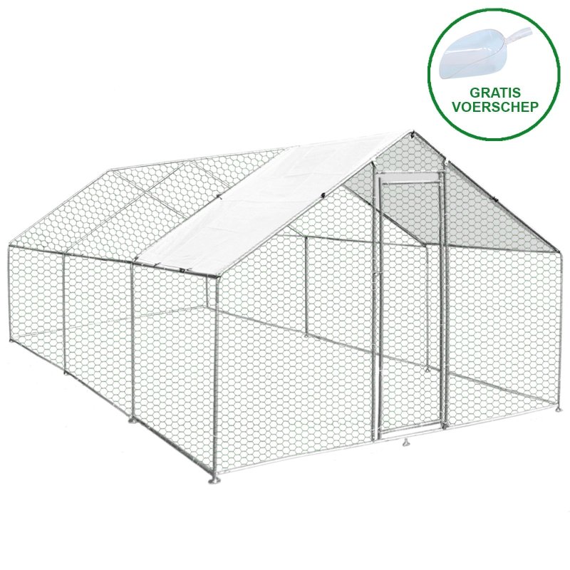 Walk In Chicken Run Cage Coop 4m x 6m x 2m Dog Pen House Kennel Large Metal Enclosure Rabbits Ducks Poultry Roof Cover Shelter Sunshade Pets Outdoor Backyard Farm Animal