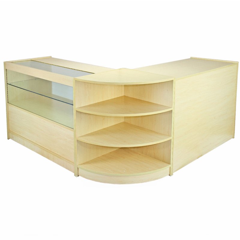 MonsterShop Nova Shop Counters Set & Retail Showcase Cabinet Display, Maple, Melamine MDF