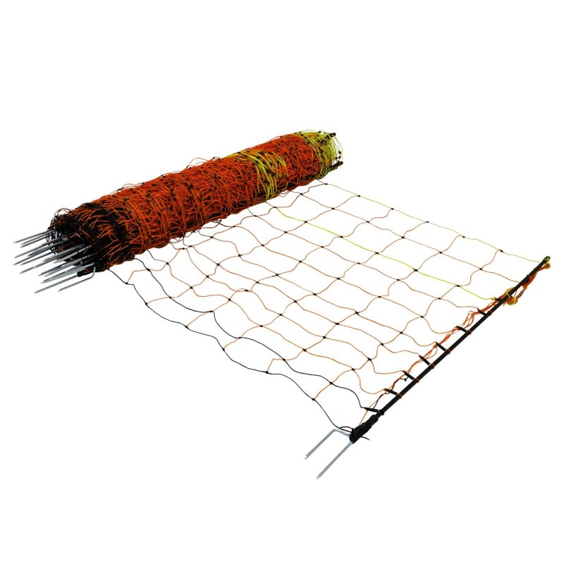 Electric Poultry Netting 50m Roll Fencing Fence & Posts Conductive Hotline Hot Gate Chicken Hen Geese Turkey Net Mesh 11 Wires 120cm 1.2m High 14 Double Spikes FREE Repair Kit & 10 Ground Spikes
