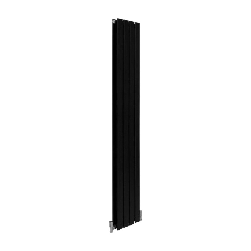 Designer Radiators 160 x 28cm Flat Panel Modern Central Heating Matt Black Vertical Column Double Panel Wall Mounted Slimline Kitchen Living Room Bathroom Commercial Cleaning Brush & Fixing Kit