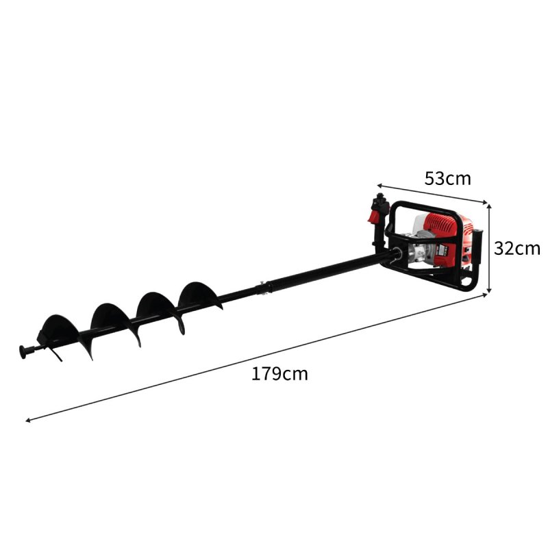 T-Mech Earth Auger and Petrol Post Driver 120mm Post Hole Borer Fence Hammer Picket Fencing Knocker 52cc 37.7cc Rammer