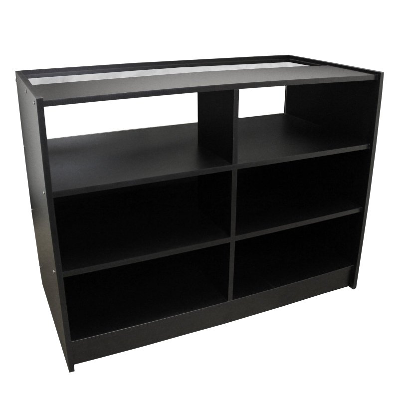 Retail 1/4 Glass Shelf Counter Shop Showcase Display Cabinet Shelves Unit Black B1200