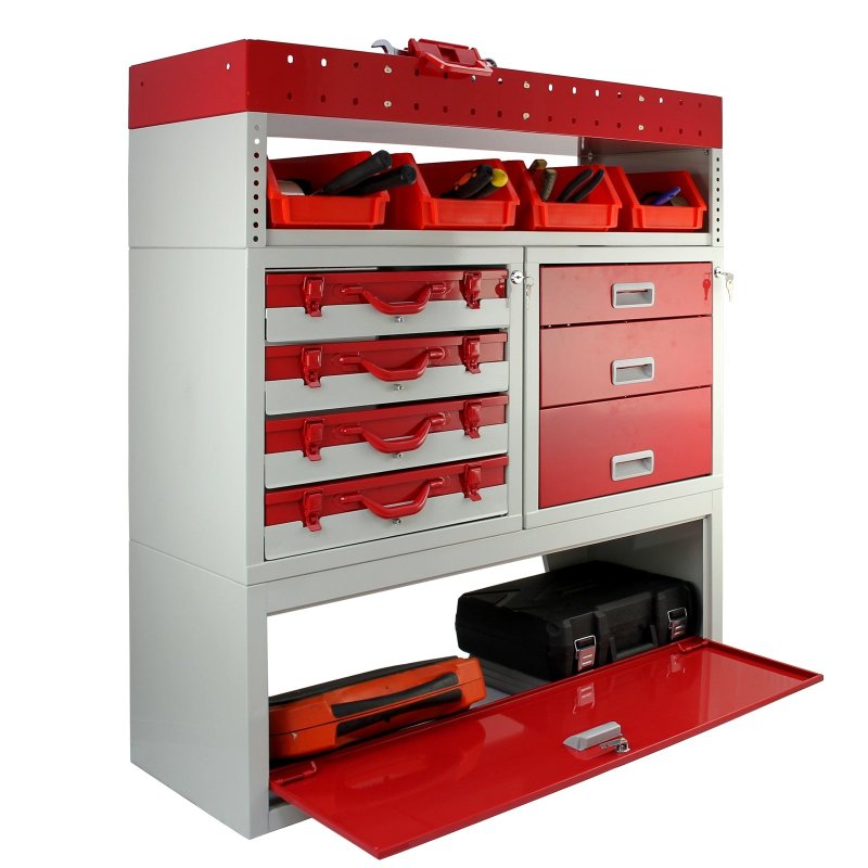 Monster Racking Flame Metal Van Racking Tool Storage Units Shelves Red, Steel Shelving Bays & Drawers