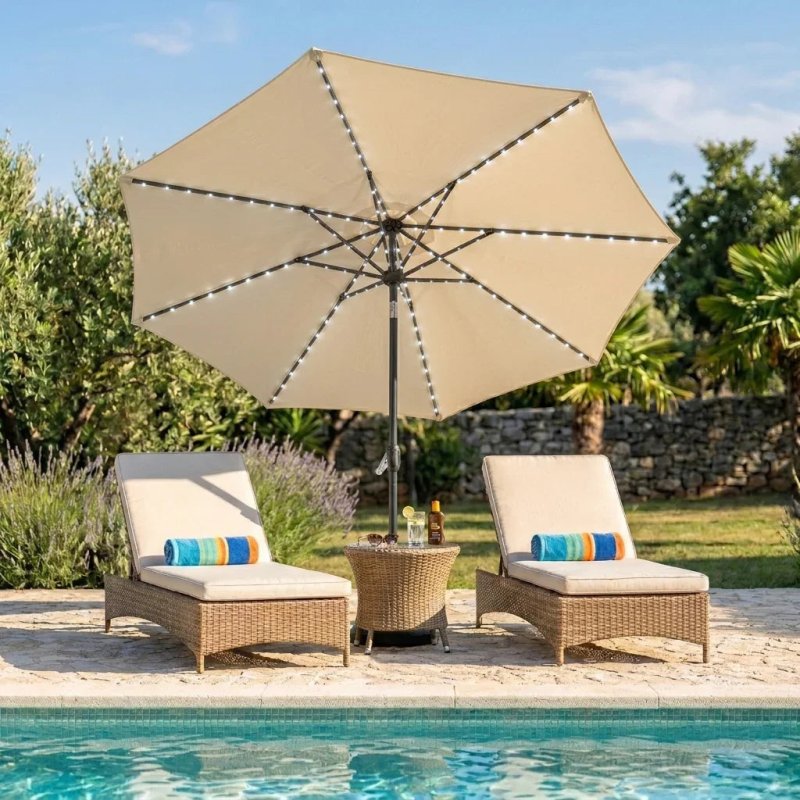LED Tilt Parasol 2.7m - Cream