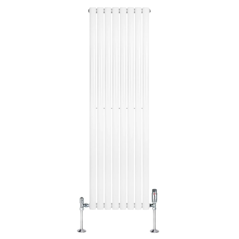 Oval Single Column Radiator & Valves - 1600mm x 480mm - White