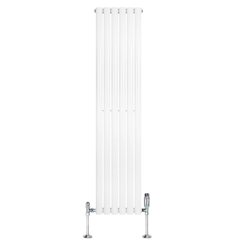 Oval Single Column Radiator & Valves - 1600mm x 360mm - White
