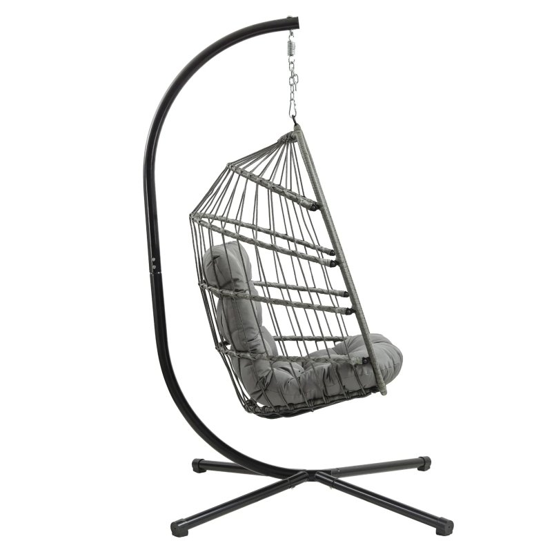 Rattan Hanging Egg Chair - Grey