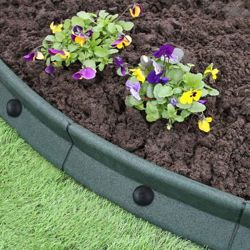 Flexible Lawn Edging Garden Border Grass Pathways Path Edge Vegetable Plot Flowerbed Raised Borders Rubber Artificial Grass Green | Pack of 46 x 1.2m
