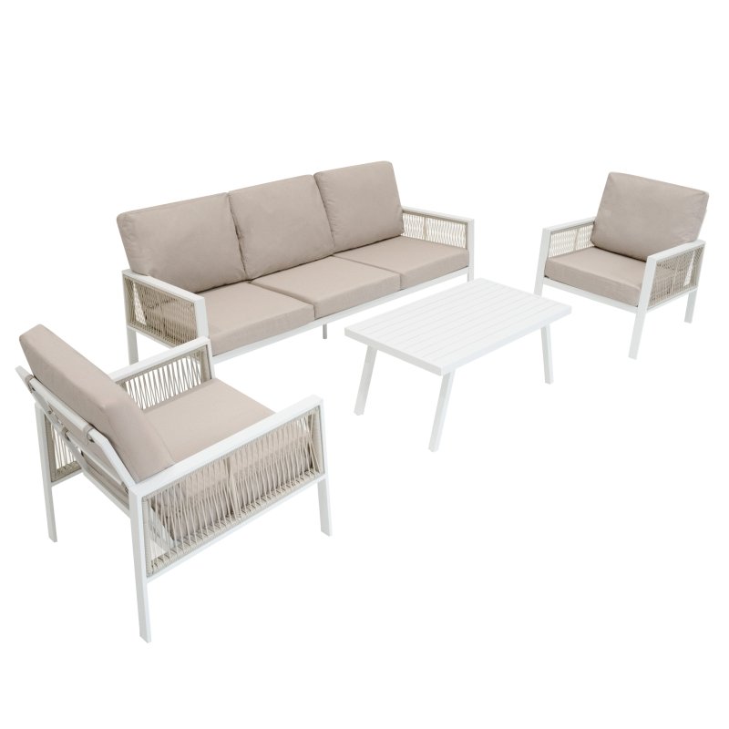 Aluminium 4 Piece Sofa Set - White