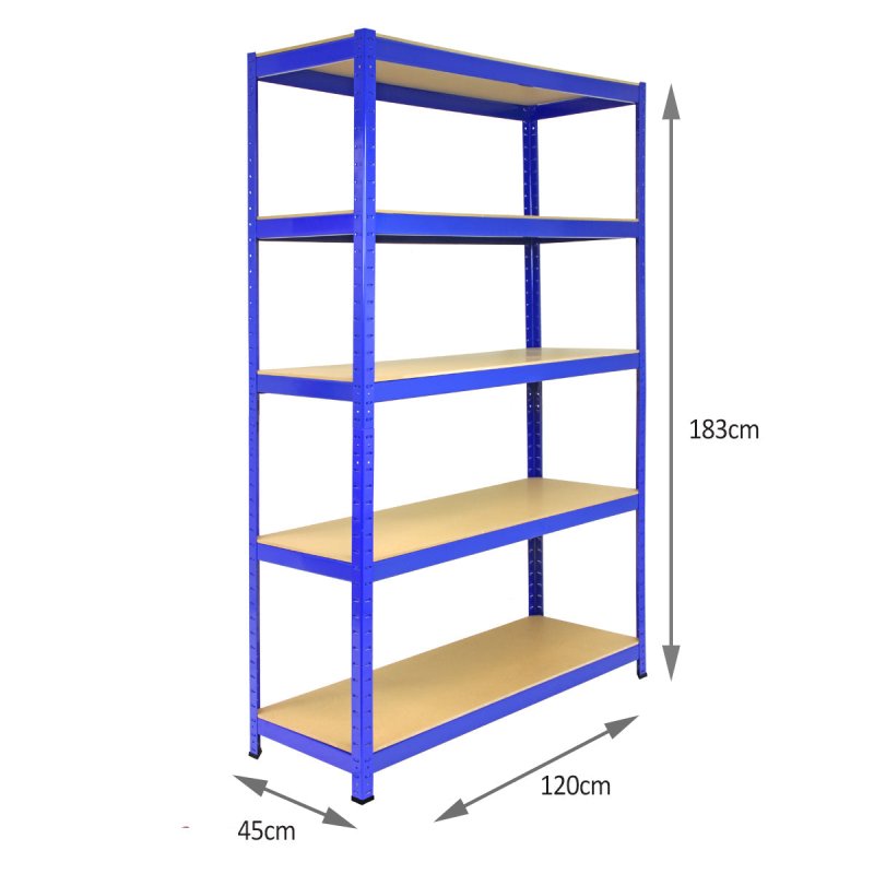 1 Bay Garage Shelving / Workshop Storage / Shed Racking 5 Tier 1200mm wide T-RAX