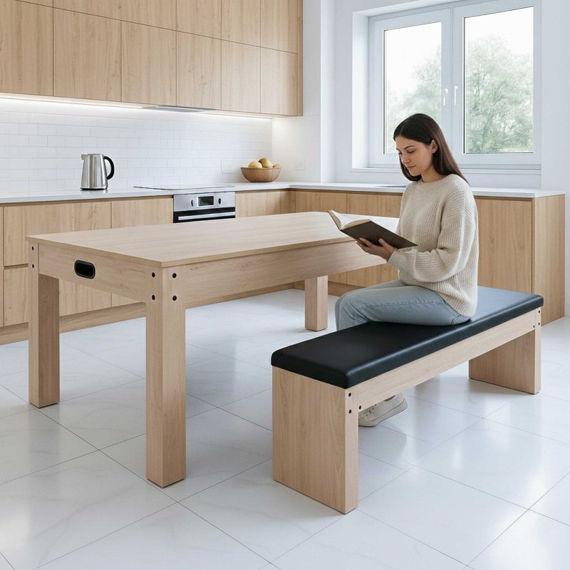 7-In-1 Games Table & Storage Bench - Oak