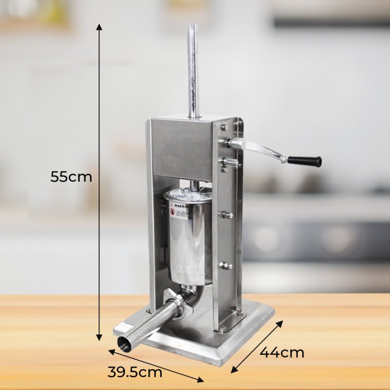 3L Sausage Stuffer Kit Filler Maker 304 Stainless Steel Heavy Duty Commercial Meat Machine Vertical Manual 2 Speeds