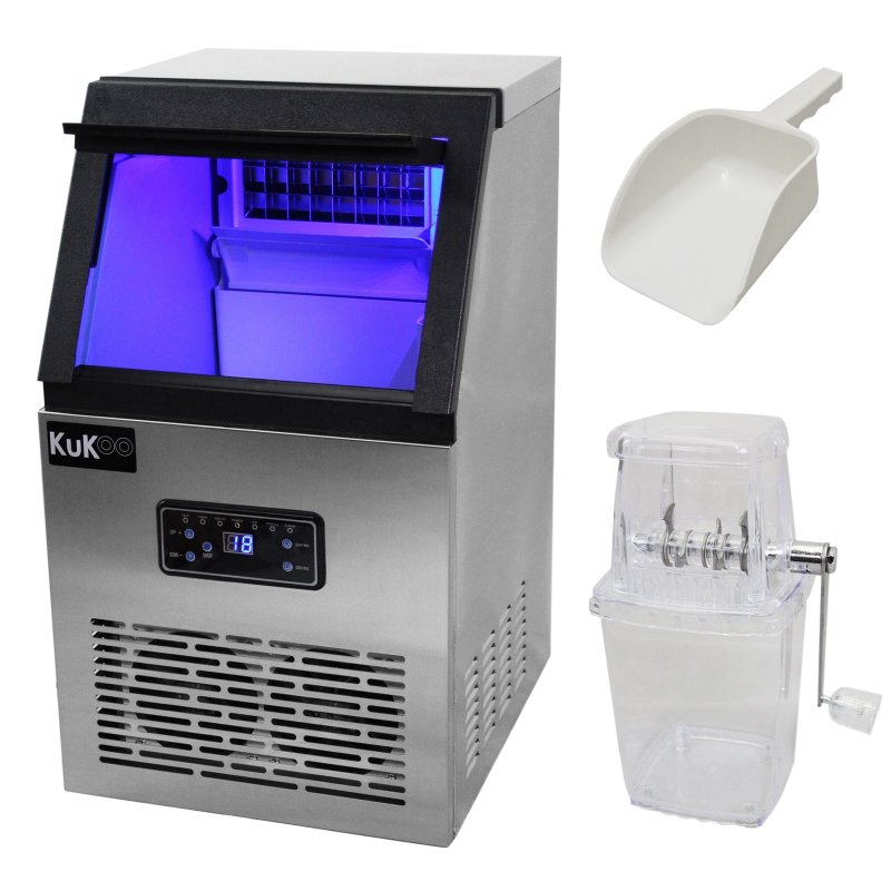 Commercial Ice Cube Maker Stainless Steel Machine 40kg/24hr Restaurant Bar Cafe Hotel IceMaker / FREE Ice Crusher