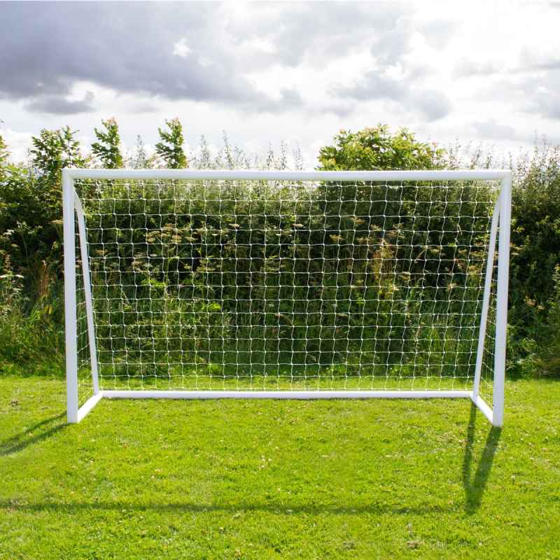 Football Goal Net 12 x 6ft All Weather PVC Goalpost 30ply Knotted Netting 24 Clips Portable Training Practice Indoor Outdoor Quick Slot & Click Assembly 5 Hole Target Sheet Bungee Straps & Carry Bag