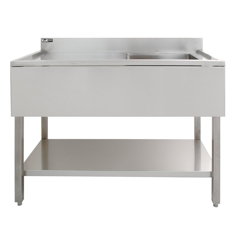 KuKoo Commercial Kitchen Catering Sink & Pre-Rinse Mixer Tap, LH Drainer Stainless Steel, 1.0 Bowl, 120cm Wide