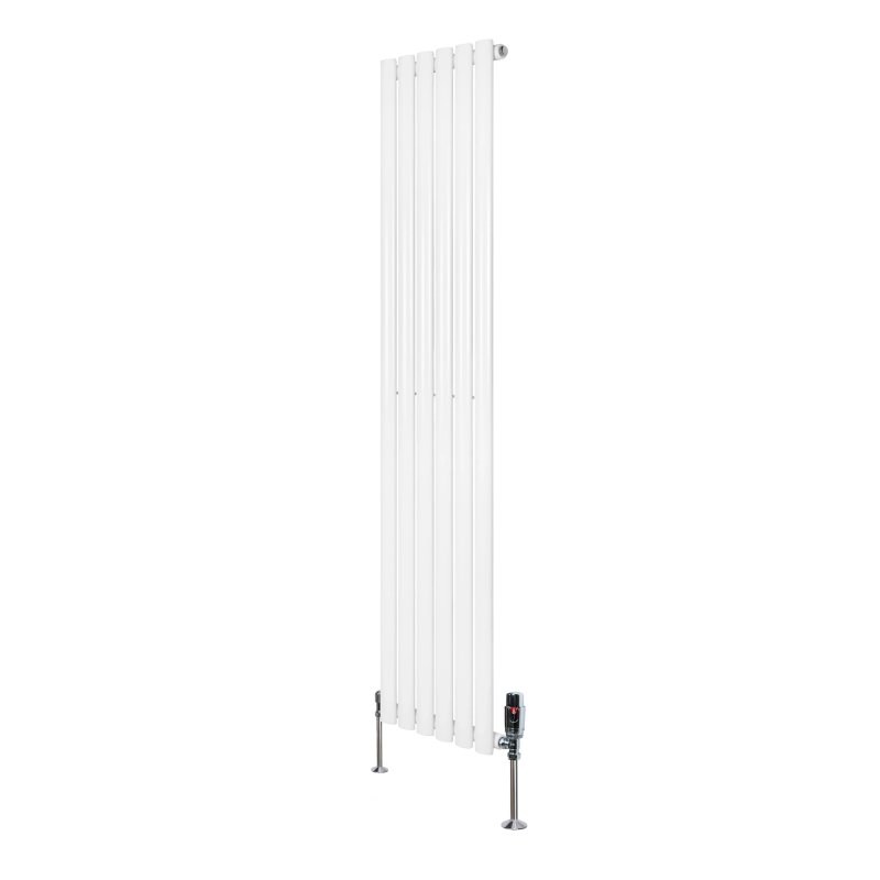 Oval Single Column Radiator & Valves - 1600mm x 360mm - White