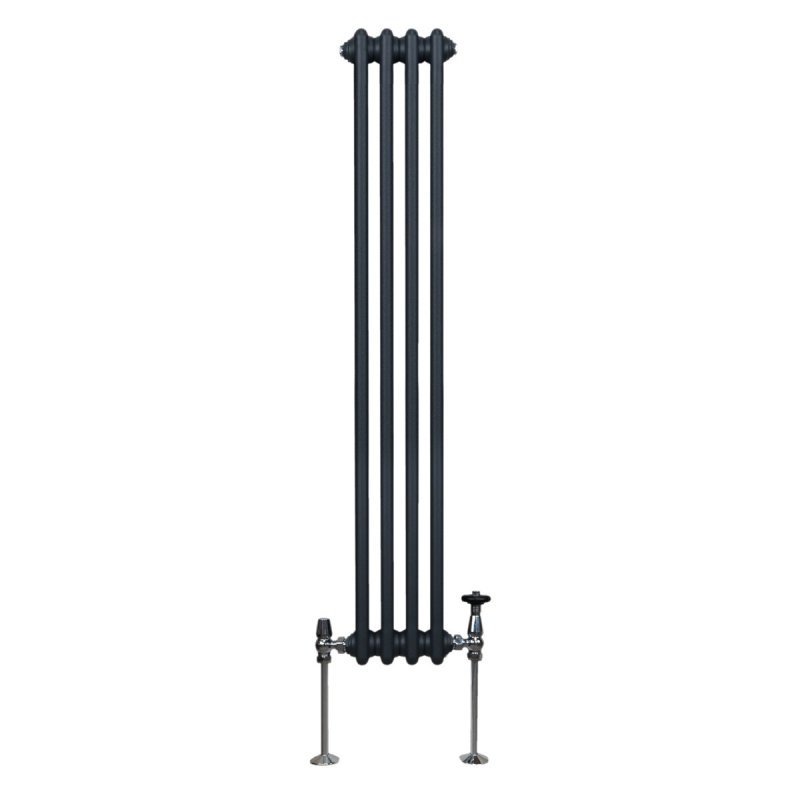 Traditional 3 Column Radiator 1500mm x 202mm Modern Central Heating Heater Matt Anthracite Grey Carbon Steel Vertical Wall Mounted Kitchen Living Room Bathroom Cleaning Brush Fixing Kit & Brackets
