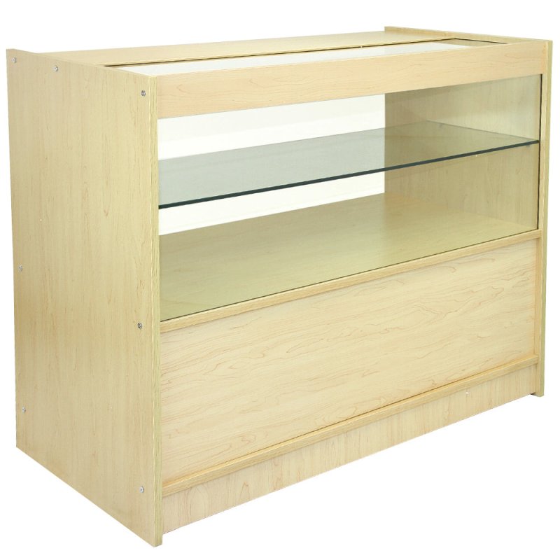 MonsterShop Virgo Shop Counter Cabinets & Retail Display Glass Showcase Set, Maple, Melamine MDF