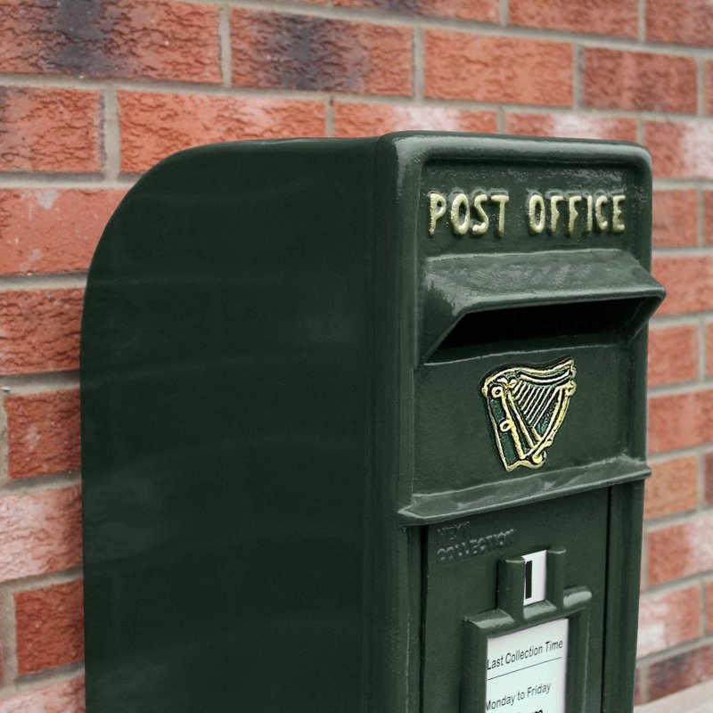 Royal Mail Post Box Irish Cast Iron Wall Mounted Royal Mail Wedding Authentic Pillar Replica Lockable Post Office Letter Box Green