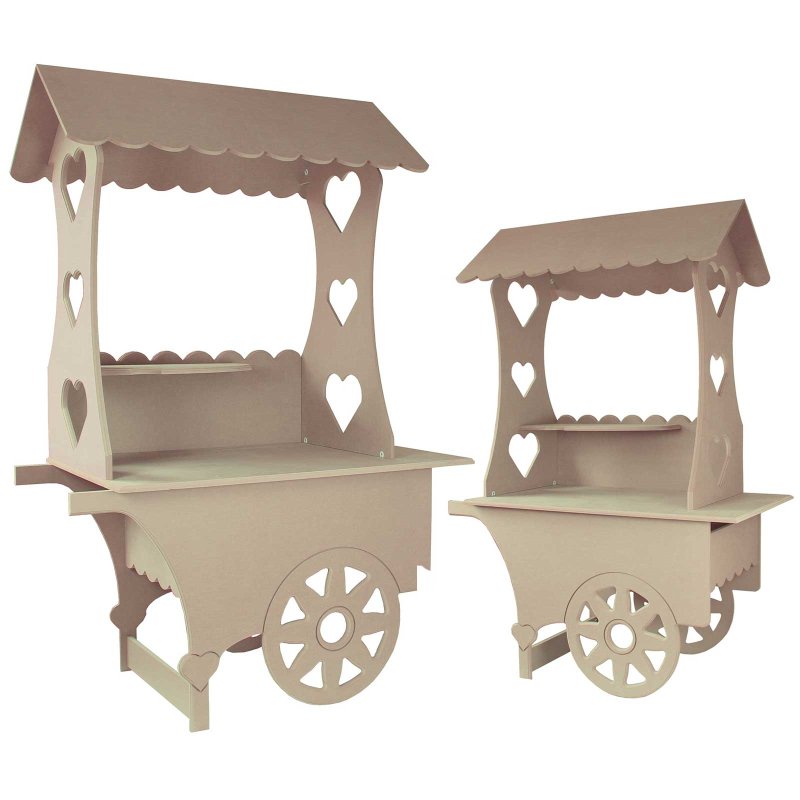 KuKoo Candy Cart Bundle, Wedding Favours Sweet Stalls Birthday Christening, MDF Table Wood Stand