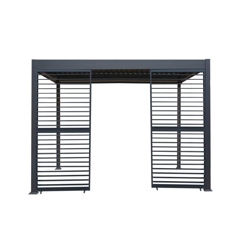 Aluminium Pergola With Anthracite Blinds & 2 Shutter Panels - 3m x 3m