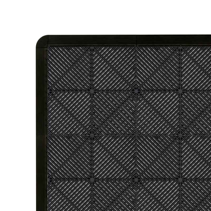 Vented Modular Interlocking Flooring Tiles & Edges 120 x Black Single Garage Heavy Duty Floor Mat Showroom Workshop Outdoor Polypropylene Anti Slip Weather Resistant Drainage Channels 3.2m x 6m 19.2m2