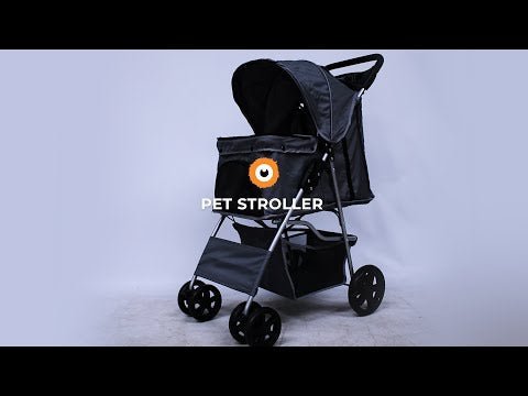 Pet Stroller Pushchair Pink Carrier Foldable Trolley Travel Cart 15kg Capacity 4 Wheels Brakes Cat Dog Safety Snap Hook Leash Cushion Canopy Mesh Windows Basket Cup Holders FREE Waterproof Rain Cover