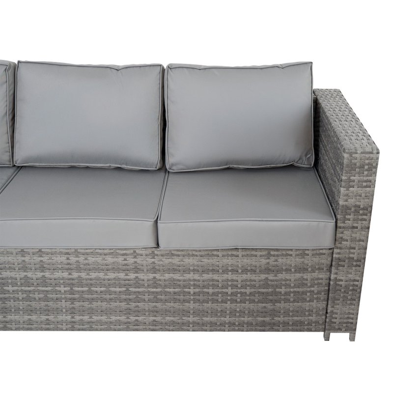 8 Seater Rattan Furniture Set With Firepit - Grey