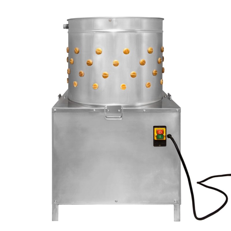 Poultry Plucker Machine 50cm Drum Automatic Chicken Turkey Duck Birds Rotating Water Pipe Drain Chute Defeather Plucking Stainless Steel 99 Rubber Fingers 2HP 220V 6 Bird Capacity Farming Abattoir